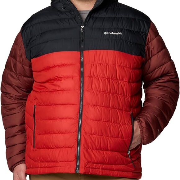 Columbia Men's Powder Lite II Hooded Jacket, Sail Red/Black/Spice, X-Large New! - Picture 1 of 5